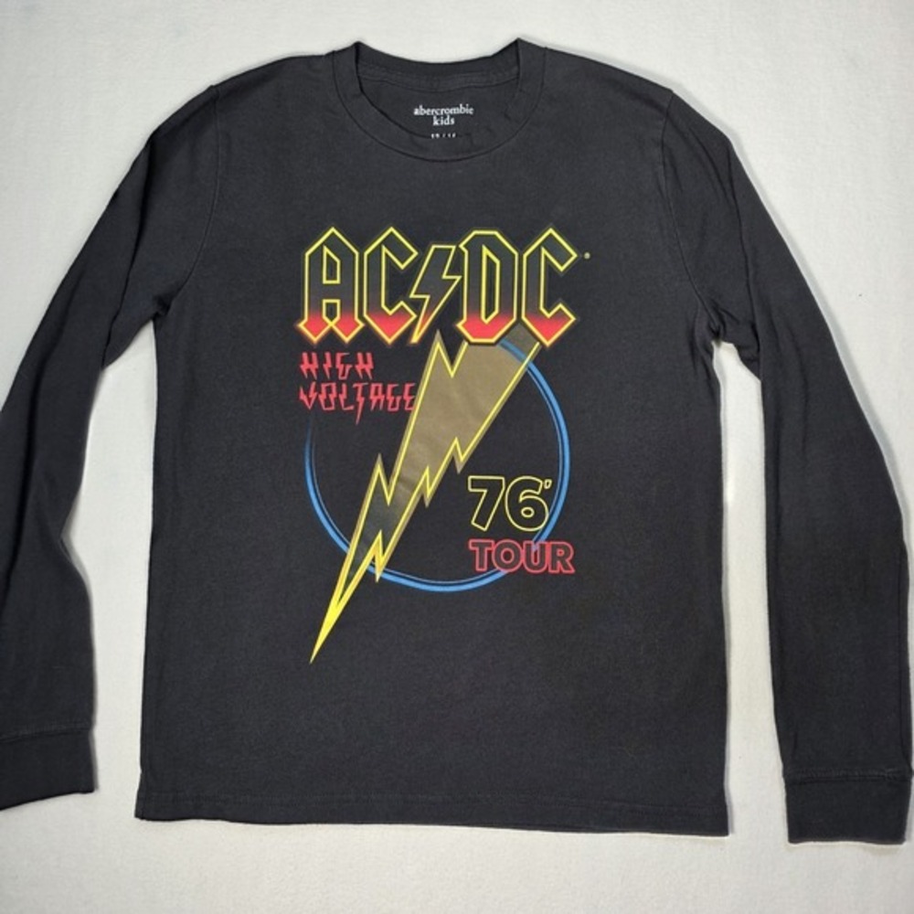 Abercrombie & Fitch KIDS ACDC Shirt. SIZE 13/14 Black High Voltage. 76' Tour